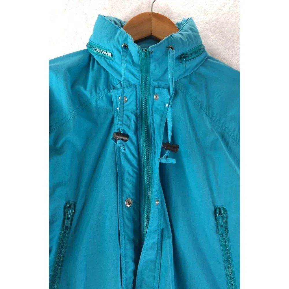 LL Bean Windbreaker Jacket Team M Ski Hidden Hood Pockets All Seasons Vtg Coat